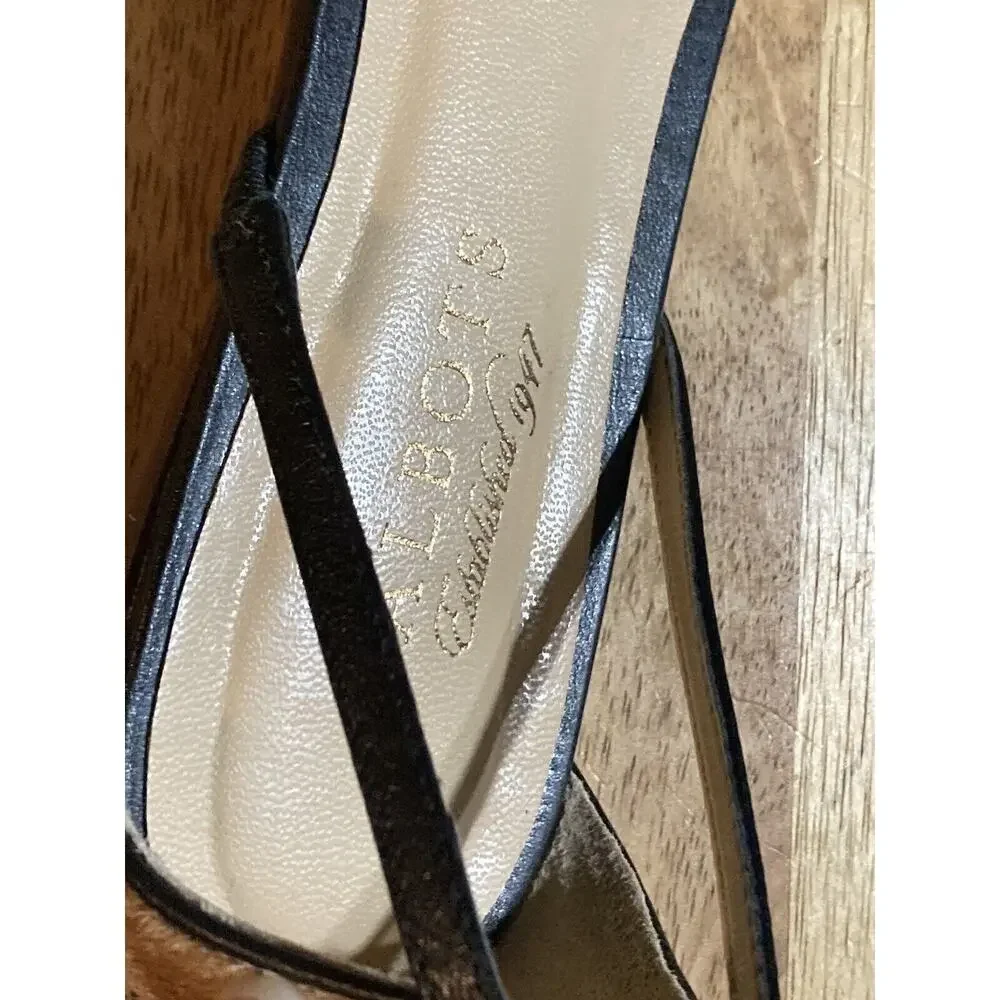 Talbots Animal Print Genuine Leather‎ Calf Hair shoe slide flats Womens size 6.5